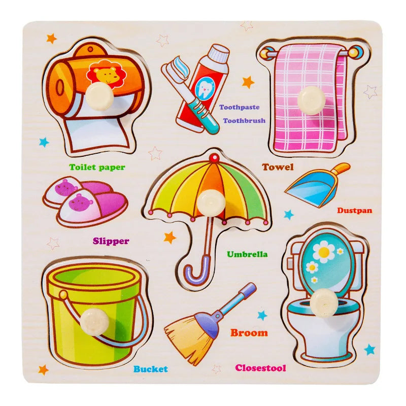 Baby Wooden Puzzles Montessori Toys 1 2 3 Years